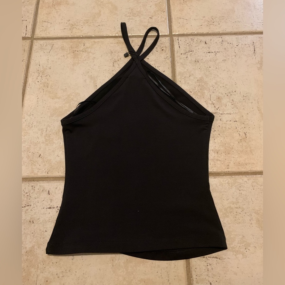 Dynamite Black Halter Neck Criss-Cross Back Fitted Tank Top XXS - Picture 4 of 6